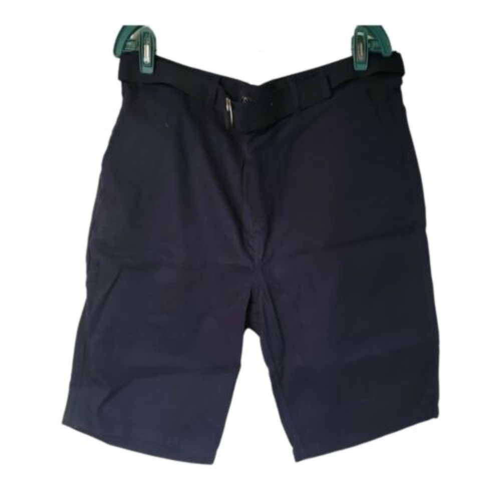 Men's Chino Shorts Navy Blue Khaki Flat‎ Front Size 36 Belted WICKED STITCH